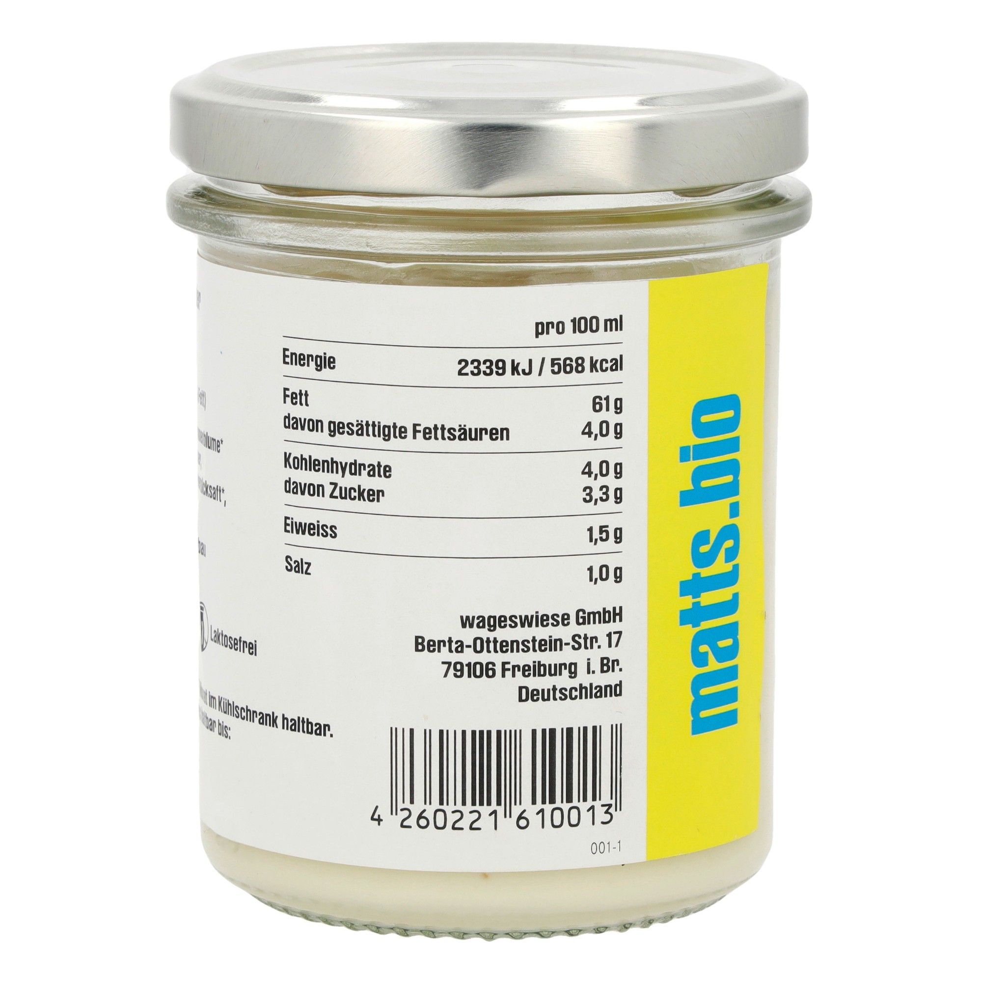 Vegane Mayo 6 x 160 ml** Etikett 3