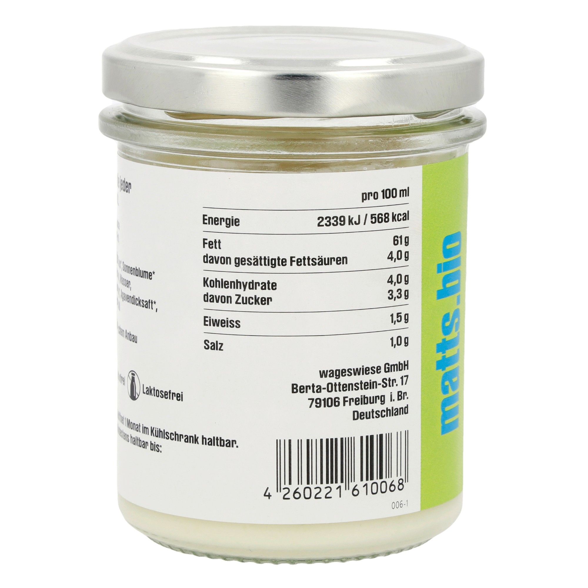 Vegane Bio Knofi Aioli 6 x 160ml** Etikett 3