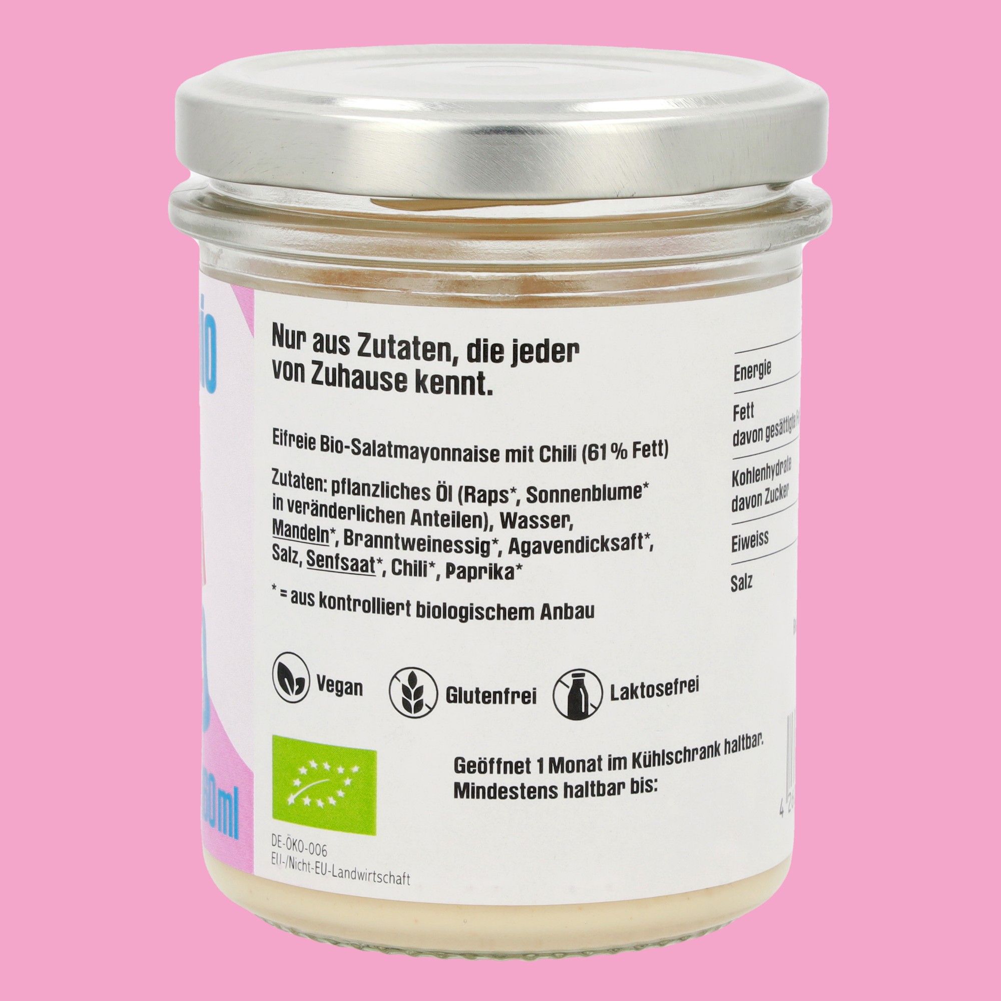 Vegane Chili Mayo 6 x 160 ml** Etikett 3